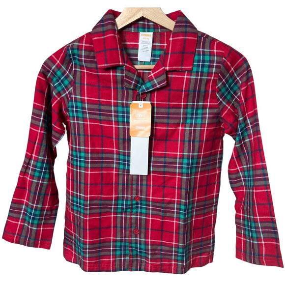 Gymbore M(7-8) NWT Sleepwear Plaid Boys Button Up Top - Picture 1 of 5